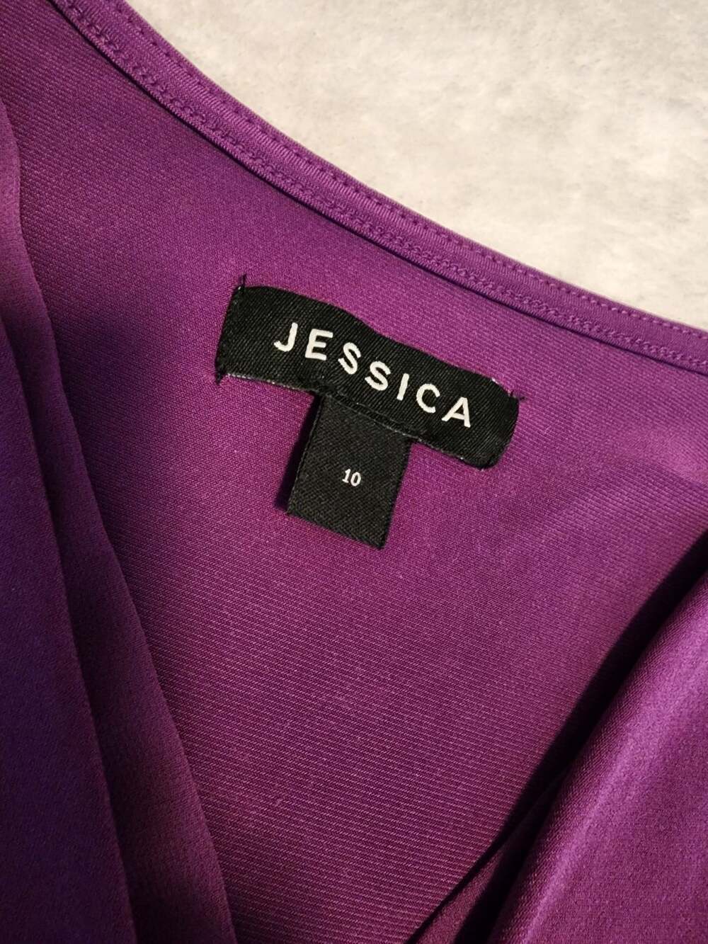 Jessica Purple Cap Sleeve V-Neck Dress Size 10 - Picture 3 of 9